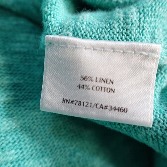 Eileen Fisher Womens Top Small Blue Green Organic Linen Cotton Short Sleeve Knit - Picture 3 of 6